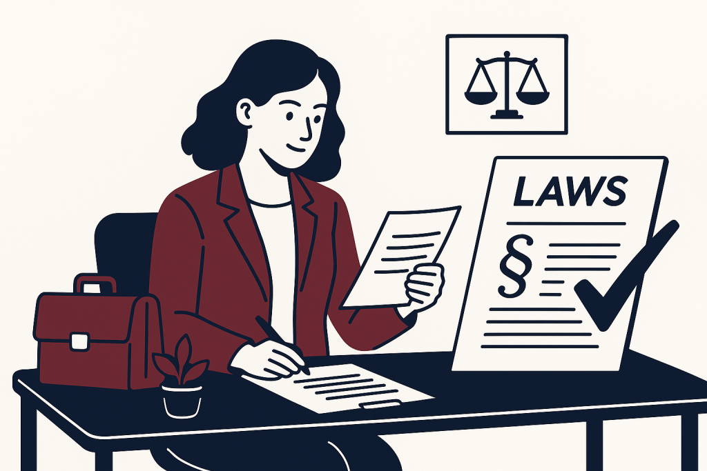 A women founder taking care of her legal compliances