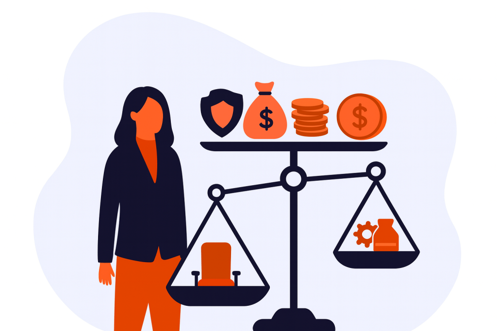 A founder evaluating a venture capital investment round from risk versus rights view