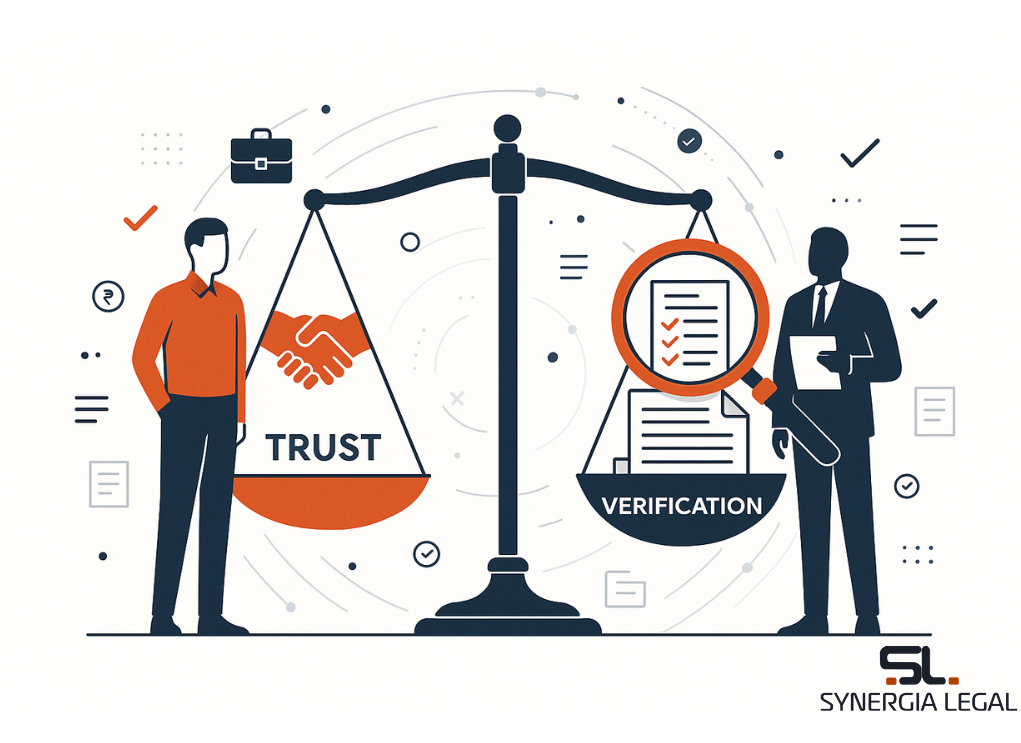 An investor conducting legal due diligence on a startup in India.